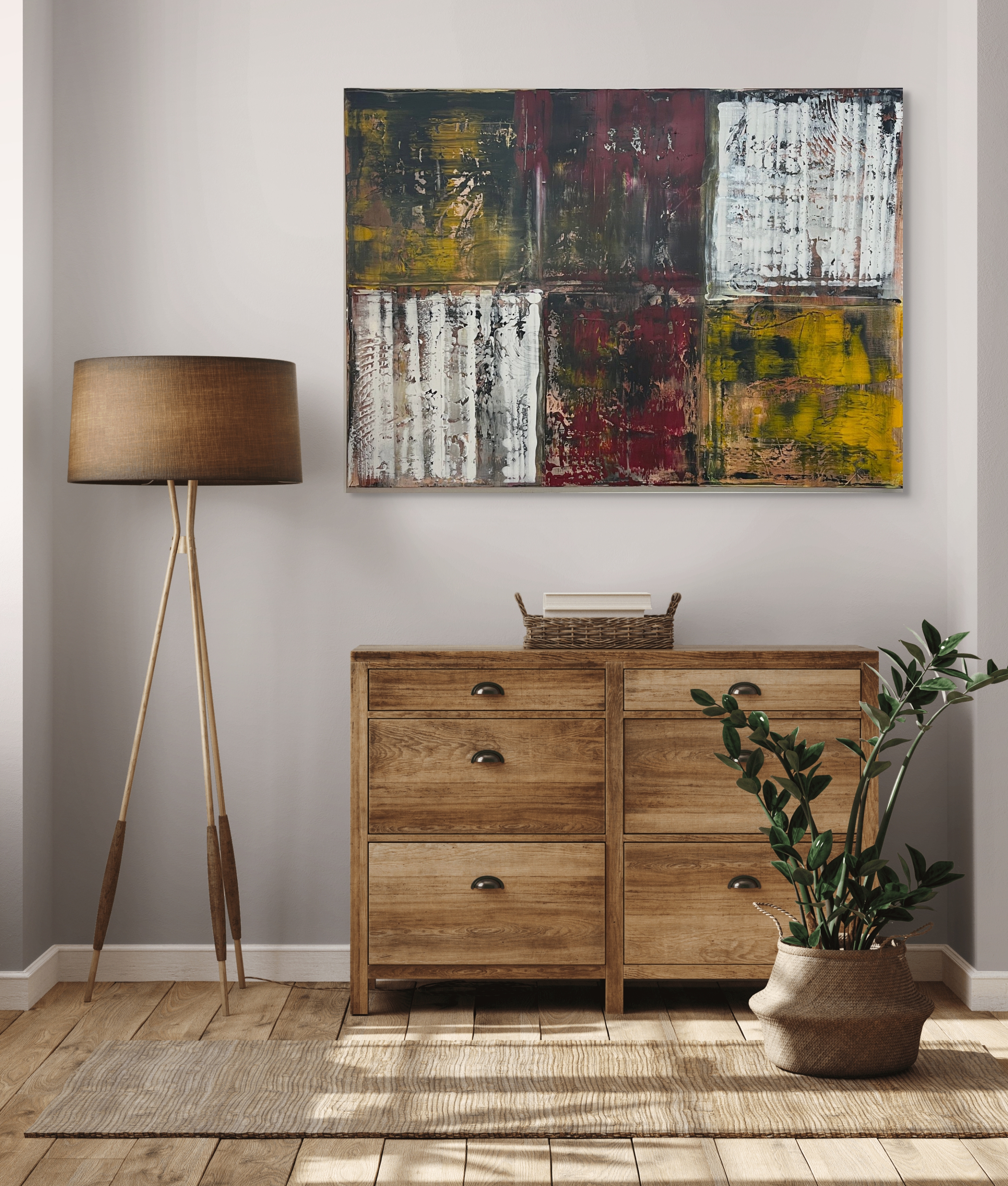 warm neutral interior abstract painting